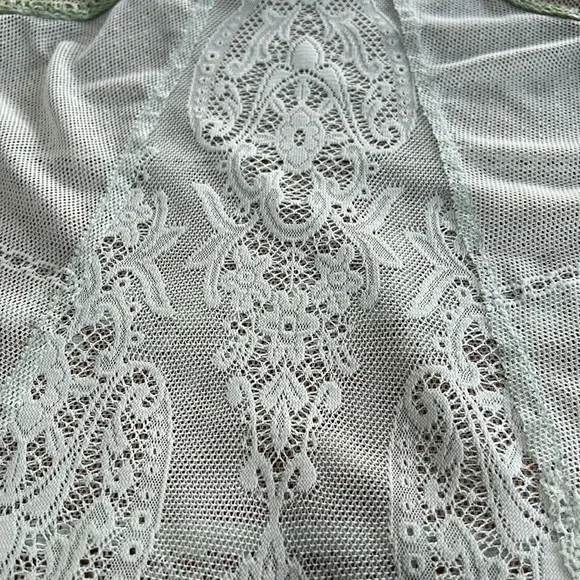Free People mint green lace racerback tank top with crochet details. Size Medium - Picture 16 of 16